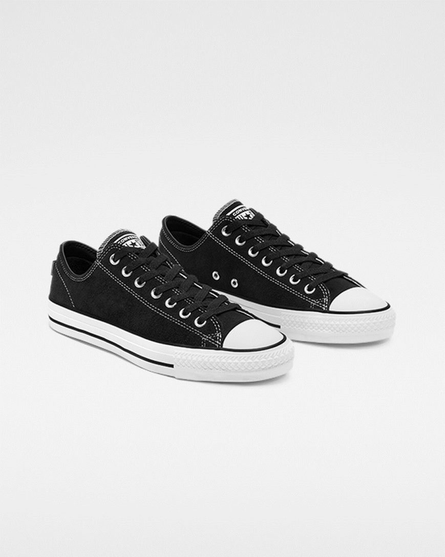 Zapatillas Skate Converse CONS Chuck Taylor All Star Pro Suede Mujer Negras Blancas | PE 0425L7